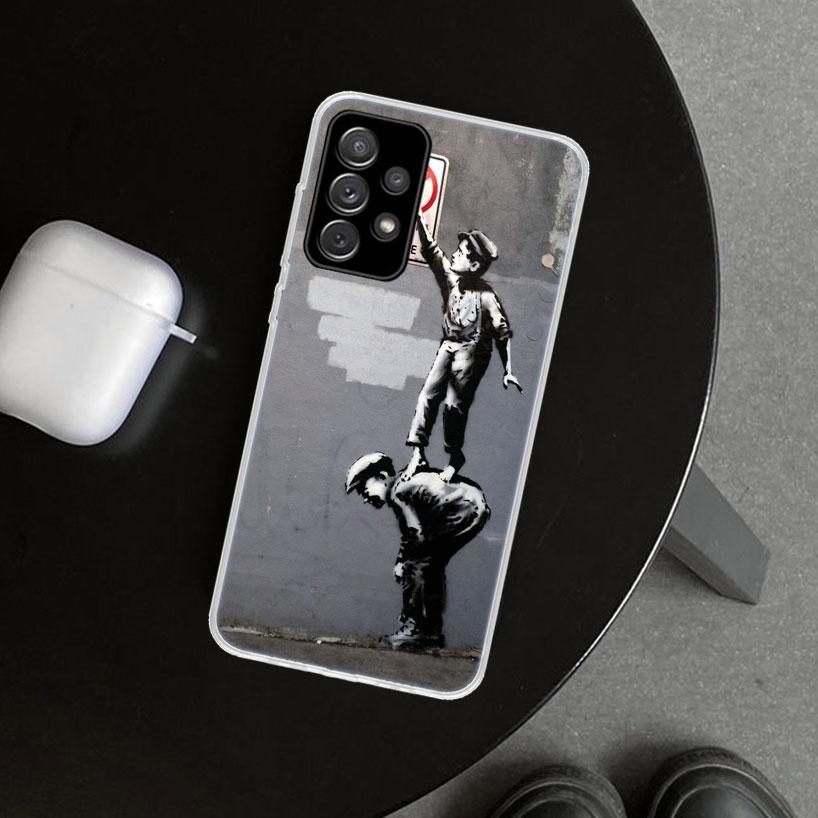 Street Art Banksy Graffiti Phone Case for Samsung Galaxy A17 A16 A26 A36 A56 A57 A37 A15 A25 A35 A55 A14 A24 A34 A54 A13 A23 A33