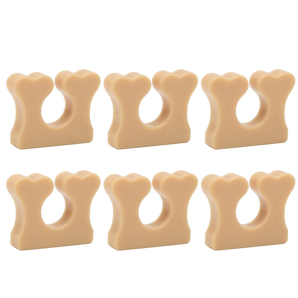 6pcs Individual Toe Separators Soft Silicone Correct Toes Relief Foot Pain Toes Separate Tool Khaki