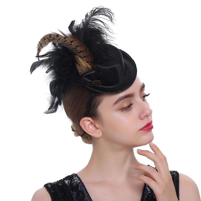 Elegant Fascinator Top Hat Pillbox Hat for Women Cocktail Tea Party Headwear Exquisite French Fascinator for Halloween