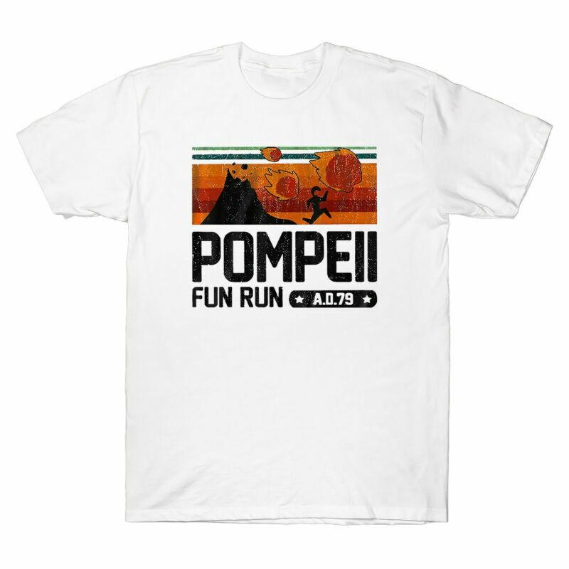 Pompeii Fun Run 79 AD Retro Vintage T-Shirt Men s White Shirts Short Sleeve Top Unisex T-Shirt S