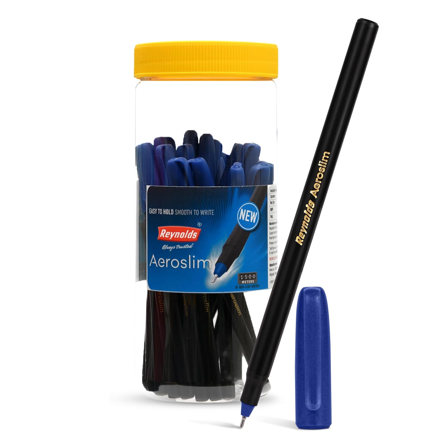 

Reynolds Aeroslim Blue Ball Pen Set, 25 Pcs, 0.7mm Tip for Smooth Writing, Office, School & Home Use