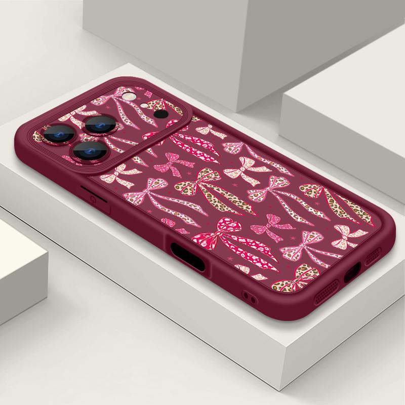 Soft TPU Phone Case For iPhone 17 Pro 15 16 Pro Max 14 13 Pro Max 16e 17e Shockproof Pink Bow Pattern Silicone Protect Cover