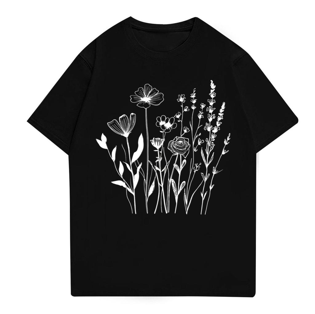 Women's Fashion Casual Printed Round Neck Short Sleeved T-Shirt Top T-Shirt Top Top