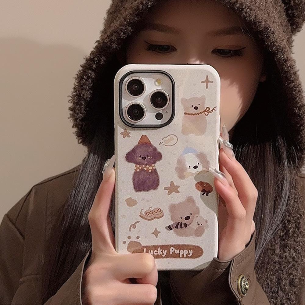 Oil Painting Dog IPhone 15 Apple Phone Case 14promax Suitable for 13 Niche Cartoon 12 Fillin 11 Hard 16