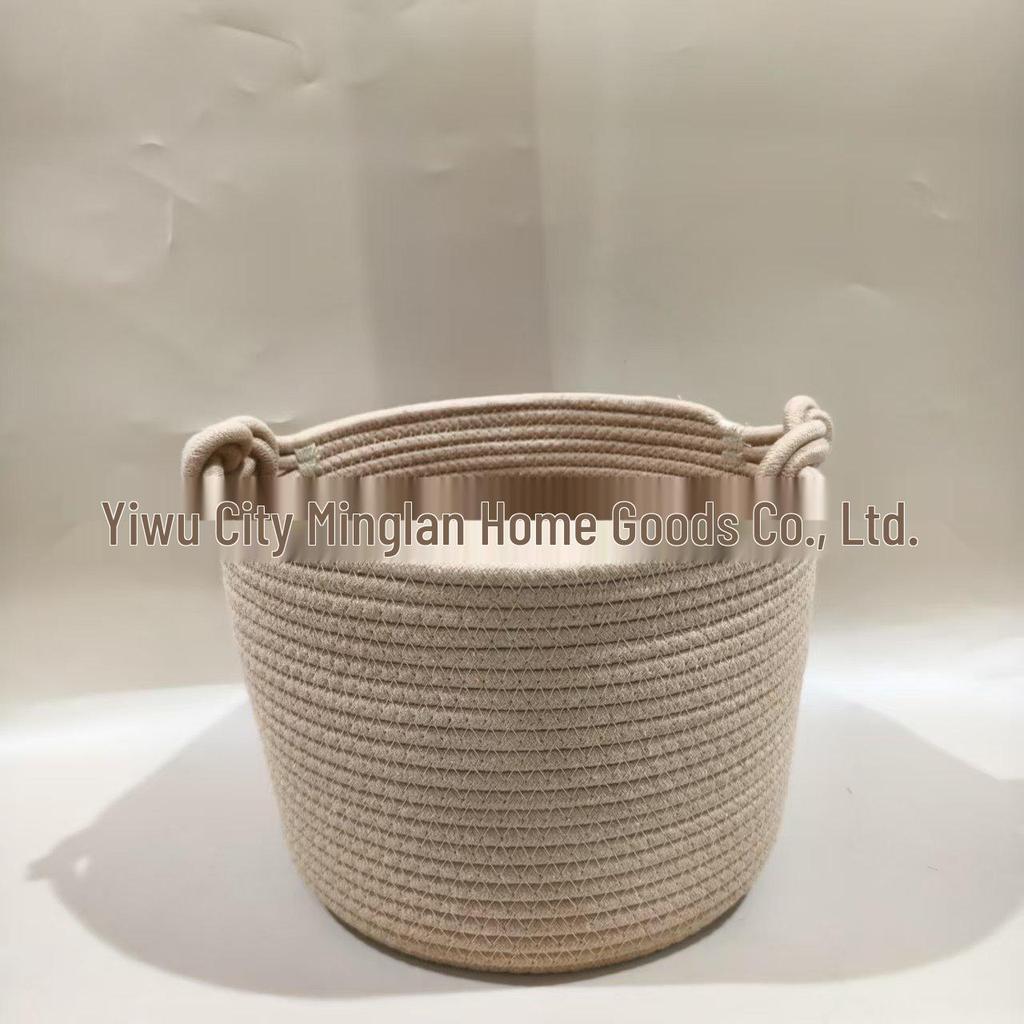 Round 8-Shaped Cotton Rope Storage Basket with Handle - Flower Pot & Toy Holder