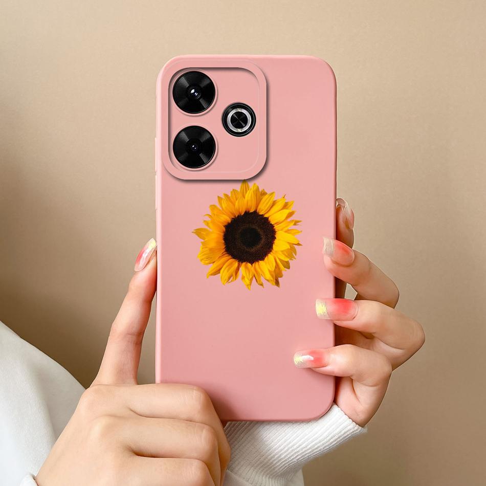 Case For Poco M6 Pro Sunflower Camera Protection Phone Cases For Xiaomi Poco M 6 M6Pro 4G 5G Soft Liquid Silicone Back Cover