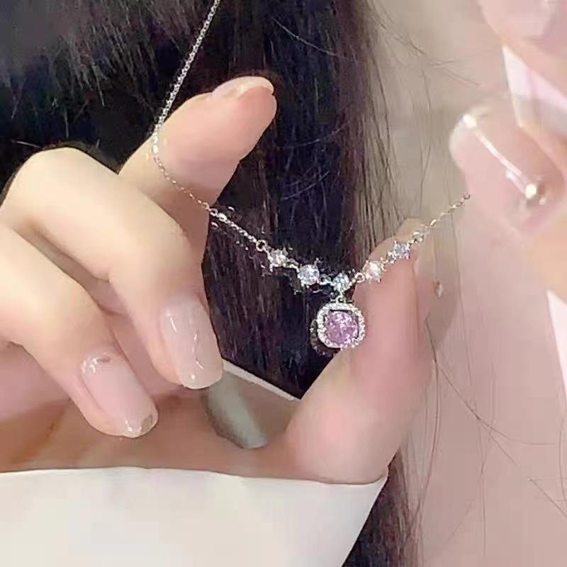 Square Sugar S925 Sterling Silver Moissanite Necklace for Women Light Fashion Daily Wear 925 silver / option 2 алмаз