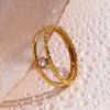 MamacitaSlay Minimalist Double Layer Round Zircon Ring 2025 Party Waterproof 18K Gold Plated Jewelry Women's Elegant Ring Gift