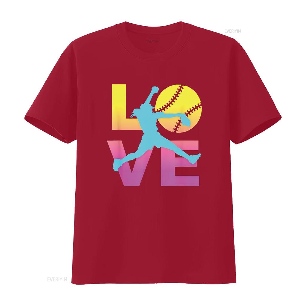 Softball T Shirt for Girls Love vintage Washed homme designer clothes Soft Top For Everyday Wear Stylish Comfortable Stretched