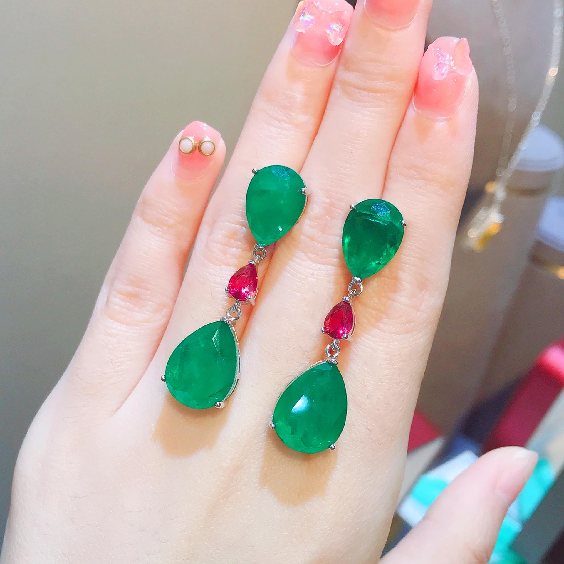 

Имитация изумрудных серег для женщин, простые синие серьги Параиба, имитация ювелирных изделий.