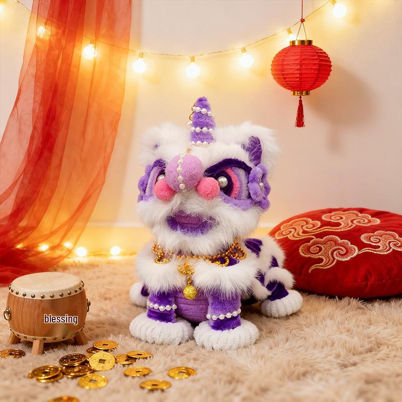 Peluche Lanterna Danza del Leone Luminosa - Ornamento da Appendere per Bambini Capodanno