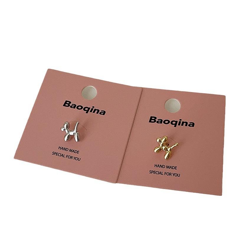 Balloon Dog Metal Earbone Stud Female Simple Personality Fashion Temperament Versatile Cochlea Titanium Steel Screw Earrings