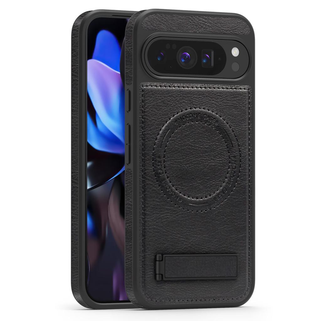 Applicable to Google PIXEL10/10PRO mobile phone case crystal shield magnetic suction bracket PU leather invisible magnetic suction bracket 9A