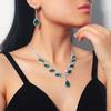 Fashion Two Piece Classic Christian Elegant Christmas Versatile Crystal Bridal Water Drop Rhinestone Necklace Jewelry Sets