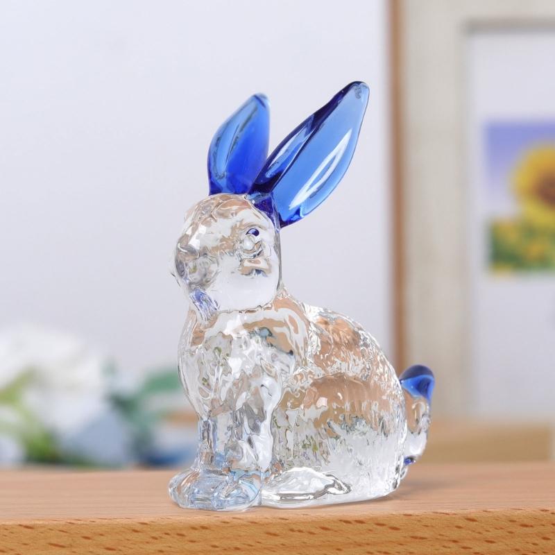 Křišťálové figurky králíků Skleněná soška zvířete Ozdoba Zahrada Dvůr Sběratelské předměty Dárek pro domácí kancelář Stolní dekorace