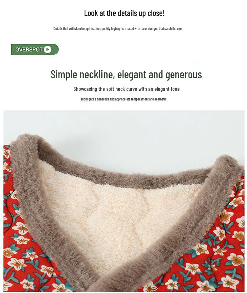 Mom's Floral Fleece-Lined Vest: Small, Cotton Sleeveless Jacket for Autumn/Winter Warmth, Princess Style