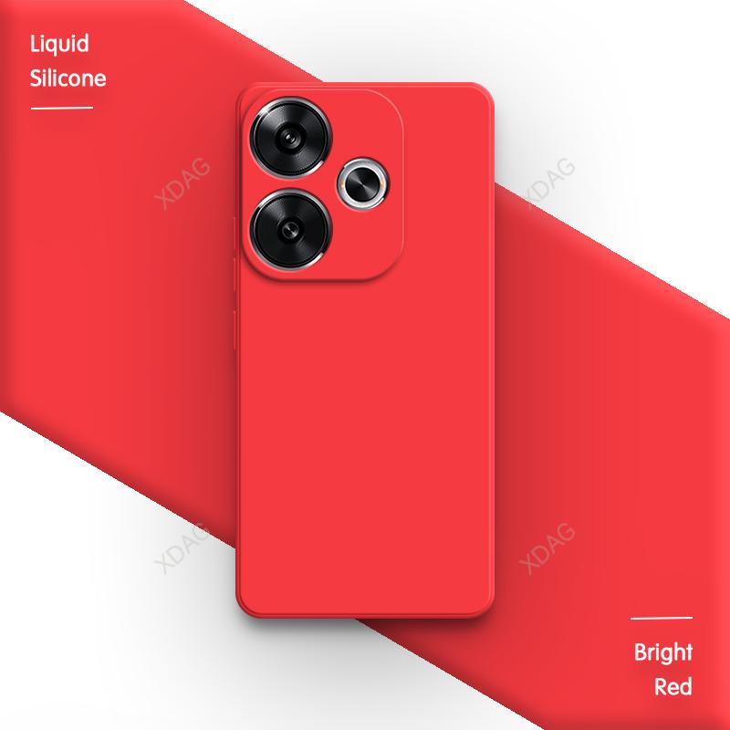 

Original Phone Case for Redmi Turbo 3 Turbo3 5G Lens Protection Square Classic Liquid Silicone Internal Flocking Soft Back Cover Redmi Turbo 3 яскраво-червоного кольору
