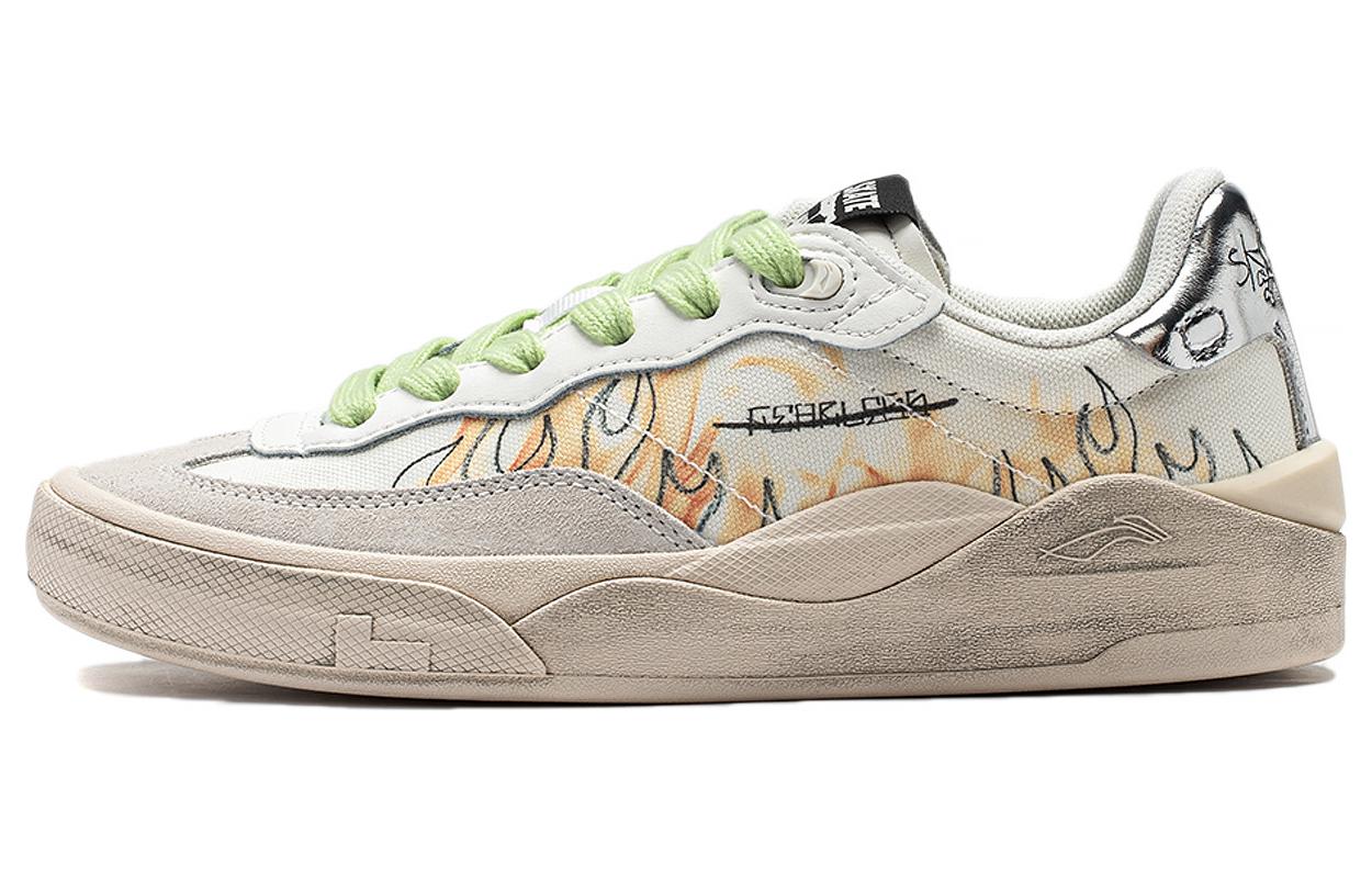 Li Ning Skategeneral Нескользящие износостойкие Низкие Скейтбордические Кроссовки Женские Шампанское Белый AEPSA50-7 35.5