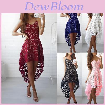 Elegant Irregular V Neck Lace Maxi Dress With High Waist Design In Various Colors