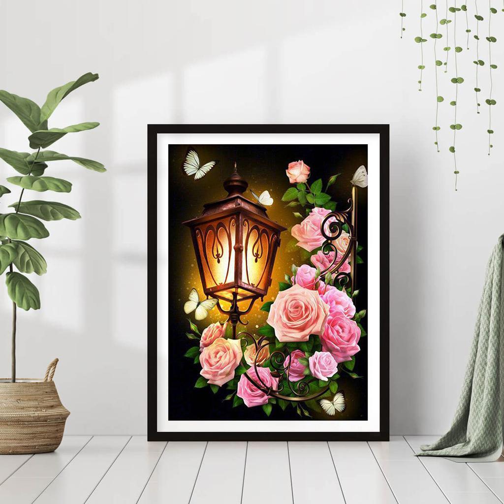 DIY Elmas Boyama Lante Güller Çapraz Dikiş Kiti Mozaik Sanat Elmas Boyama Tam Daire/Kare Elmas Ev Dekorasyon