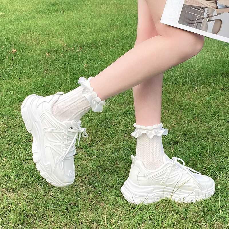 Summertime Women's Shoes Sneakers Flat Shoes Soft Glutinous Casual Fitness All-match Comfortable Lace-up Little White Shoes 2024