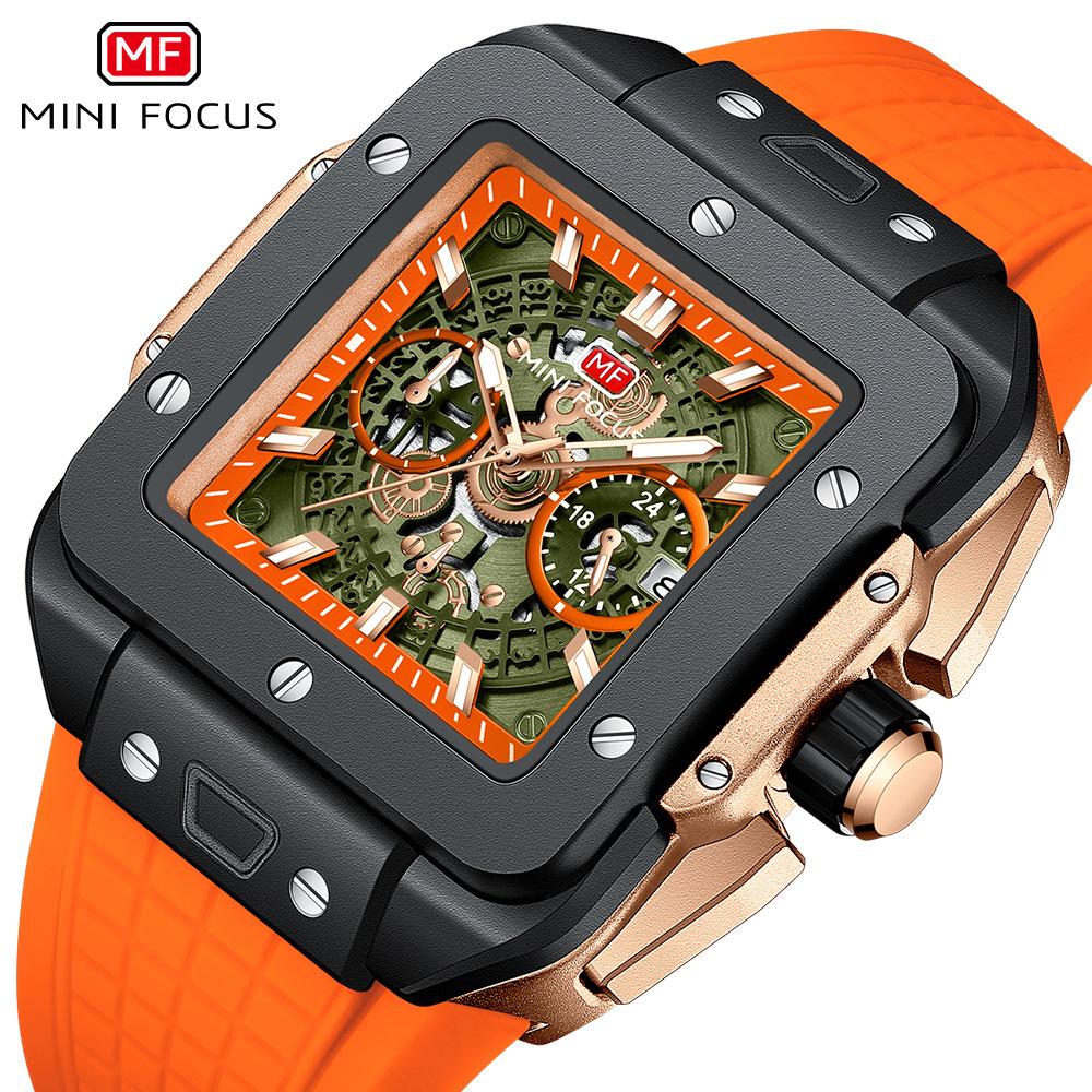 Mini Focus Watch Trendy Men'S Watch Composite Square Case Hollow Men'S Watch 0475G