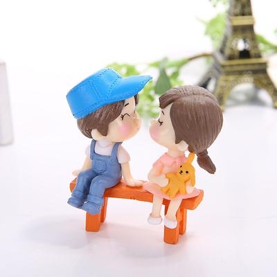 Sweety Lovers Couple Chair Figurines Miniatures Fairy Garden Valentine's Day Gift Crafts