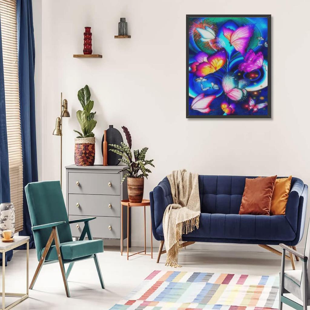 Full Round Diamond Painting Colorful Butterfly Rhinestone Kit Diamond Embroidery Mosaic Animal For Home Decors 30x40cm/12x16inch