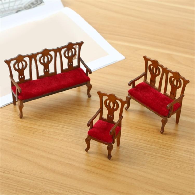 1/12 Dollhouses Sofa Chair and Cushion For Craft Model Project Living Room And Study Room Scene Display Decoration