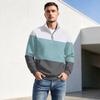 Men's Casual Zip Pullover Top with Stripe Print, Stand Collar, Wrinkle- Fall Winter Athletic Wear