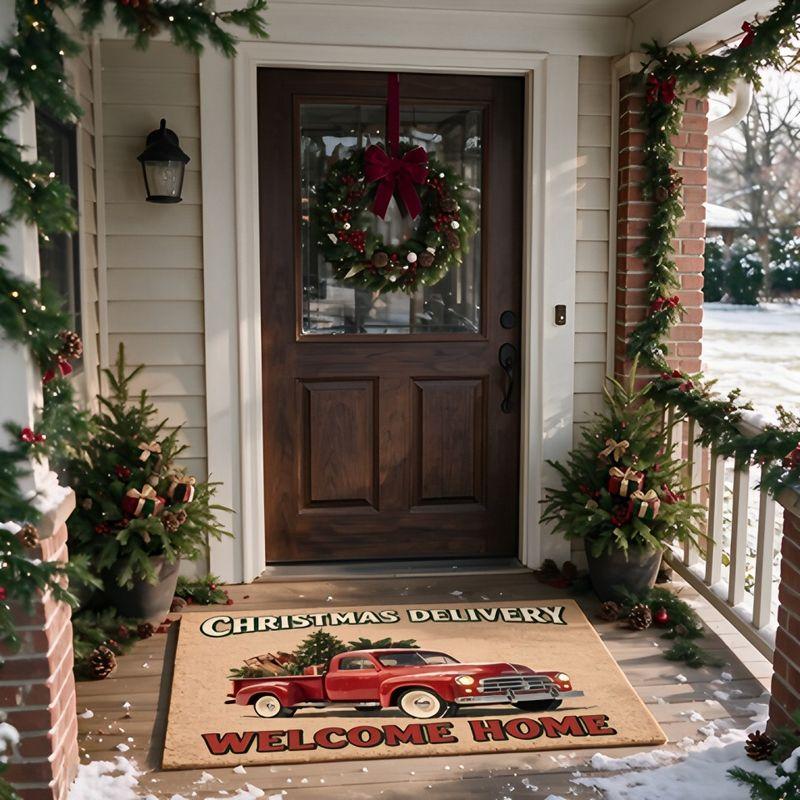 Christmas Welcome Doormat, Soft, Non-Slip Porch and Entryway Rug, Decorative Entryway Mat, Home Decor