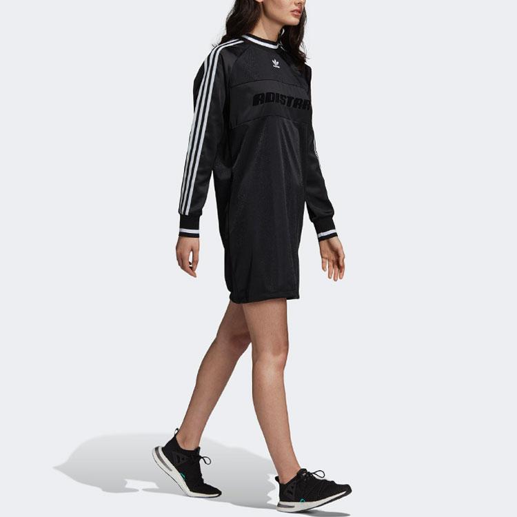 Adidas Originals 3-Stripes Long Sleeve T-Shirt Dress Women Black DH4233