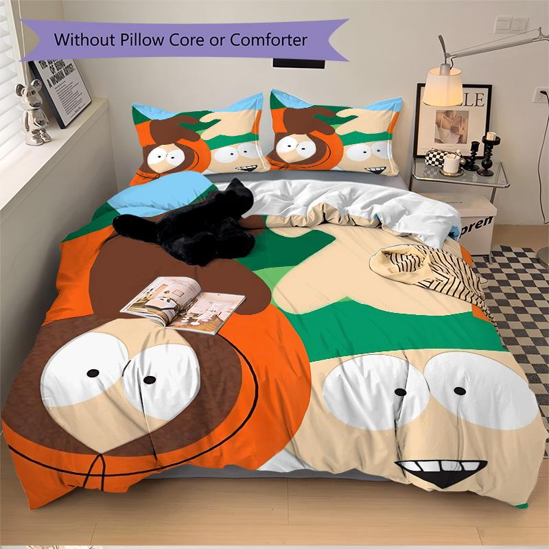 South Park Cartoon Print Print 3Pcs Bedding Set,Duvet Cover with 2 Bedro,Pillowcase Home Birthday Gift