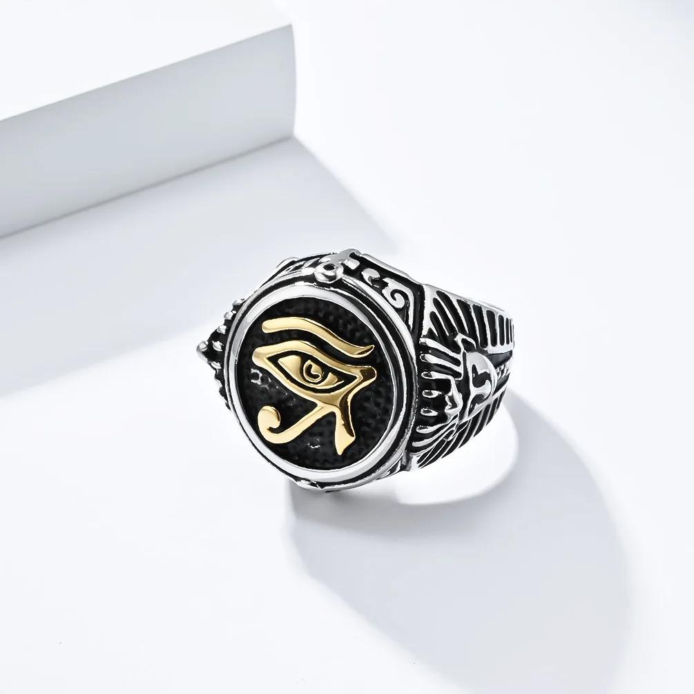 Ring Horus Eye Ancient Egypt Egyptian Symbol Pharaoh Protection Amulet Talisman Health Men Women Stainless Steel Jewelry Gifts