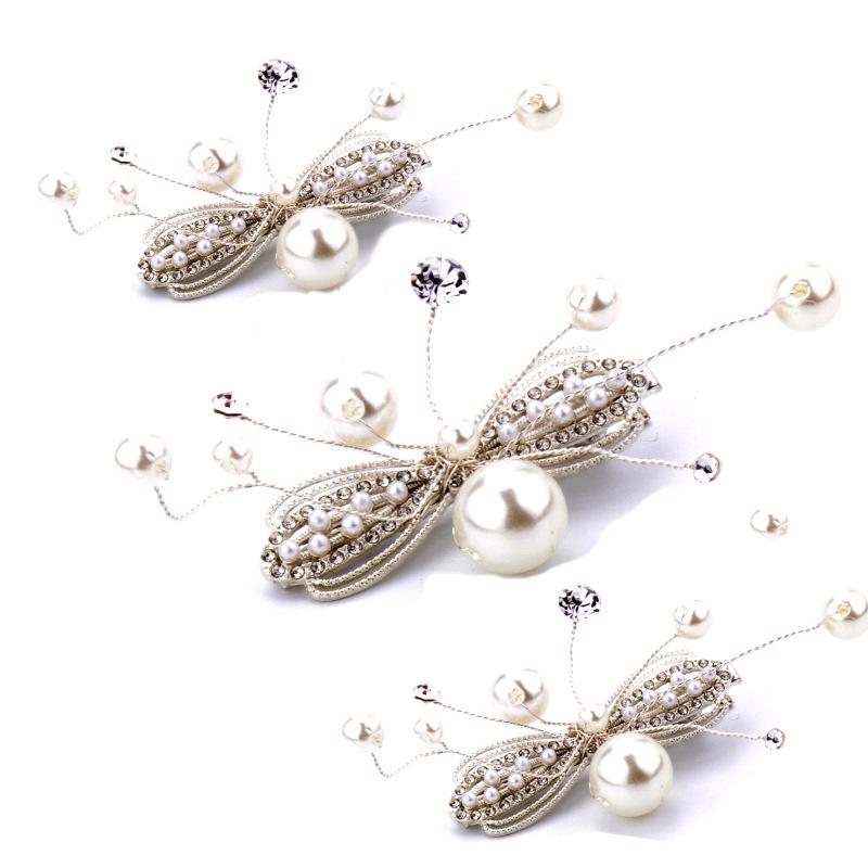 Alloy Pearl & Rhinestone Hairpin Set - Handmade Bridal Hair Accessories for Wedding Styling