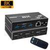 8K HDMI KVM Switch 2 In 1 Out 2x1 Switcher USB 3.0 KVM Switcher Support RJ45 Ethernet 8K 30Hz, 4K for Computer Monitor Keyboard
