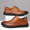TUINANLE Flats Shoes for Men Casual Loafers Breathable Leather Driving Shoes Office Walking Flats Non Slip Hollow Out