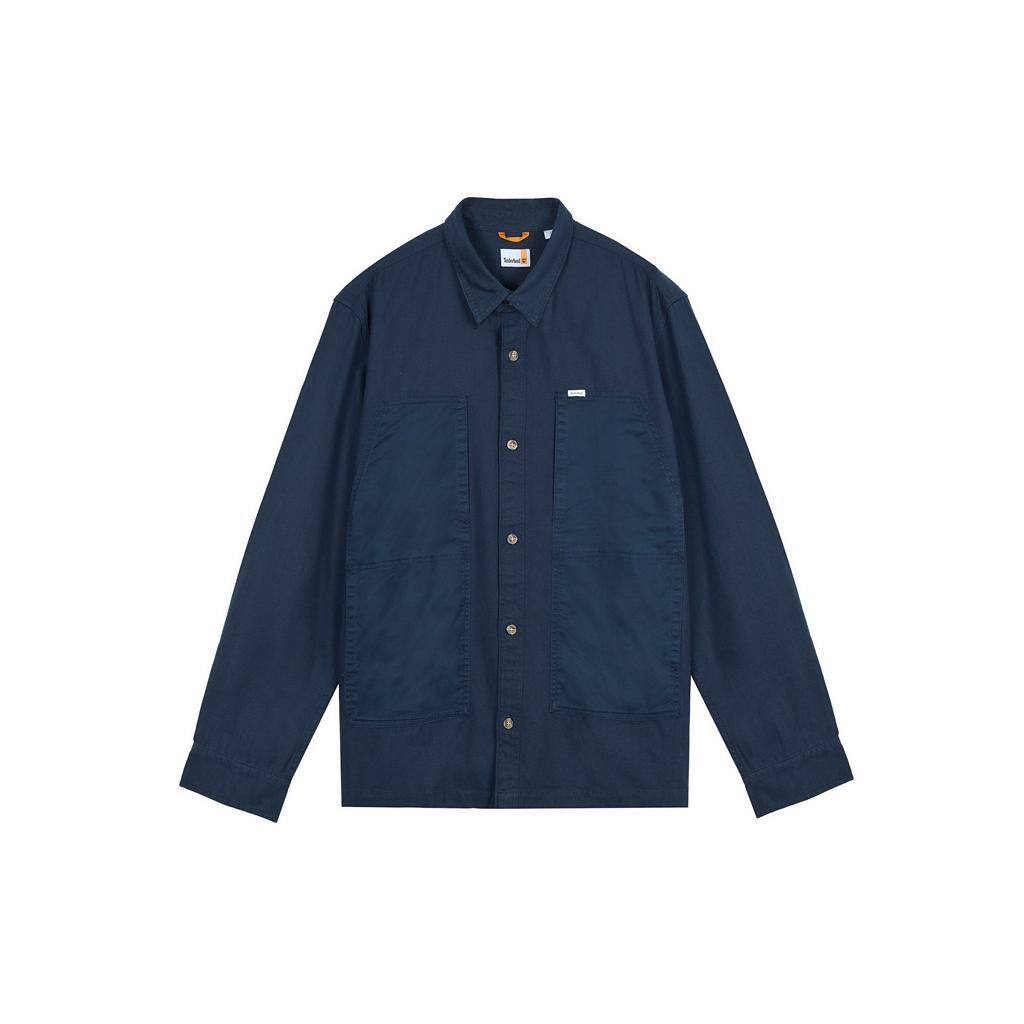 Timberland Solid Color Spliced Collar Long Sleeve Jacket Men Jacket Navy A5Y9N-433