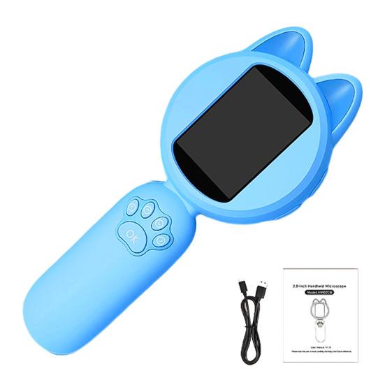 

Детский ручной цифровой микроскоп 2,0-дюймовый IPS-экран 4-кратное увеличение встроенная игра светодиодная подсветка мультяшная карманная камера-микроскоп синий