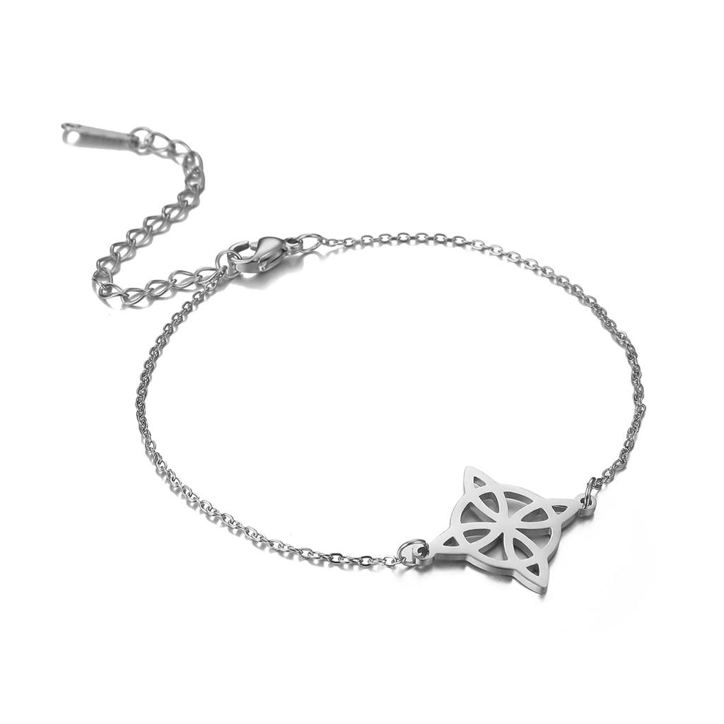 Lemegeton Charm Witch Celtic Knot Double Layer Bracelets Women Wicca Amulet Adjustable Chains Bracelet Stainless Steel Jewelry