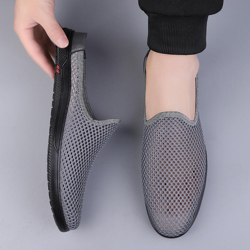 Fashion Italian Men Air Cushion Mesh Sports Shoes Outdoor Walking Sneakers Fashion Antiskid Soft Bottom Slippers Flat Designer Loafers