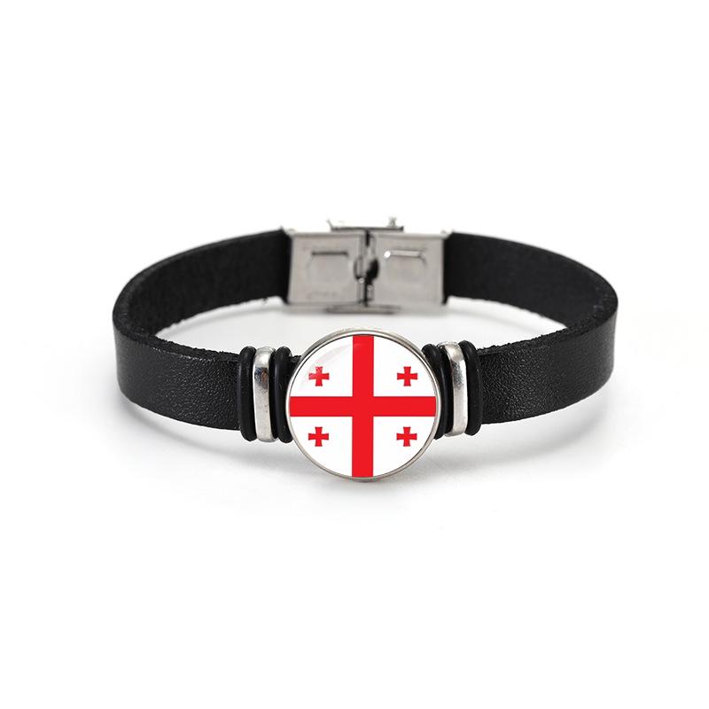 Weltcup-Länderflaggen Lederarmband Armreif - Europameisterschaftsflaggen Design Schmuck