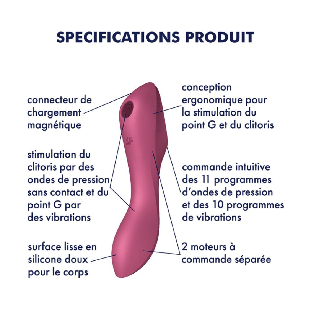 2 En 1 Stimulateur De Clitoris Et Vibromasseur Curvy Trinity 3 Rouge Satisfyer Cc597772