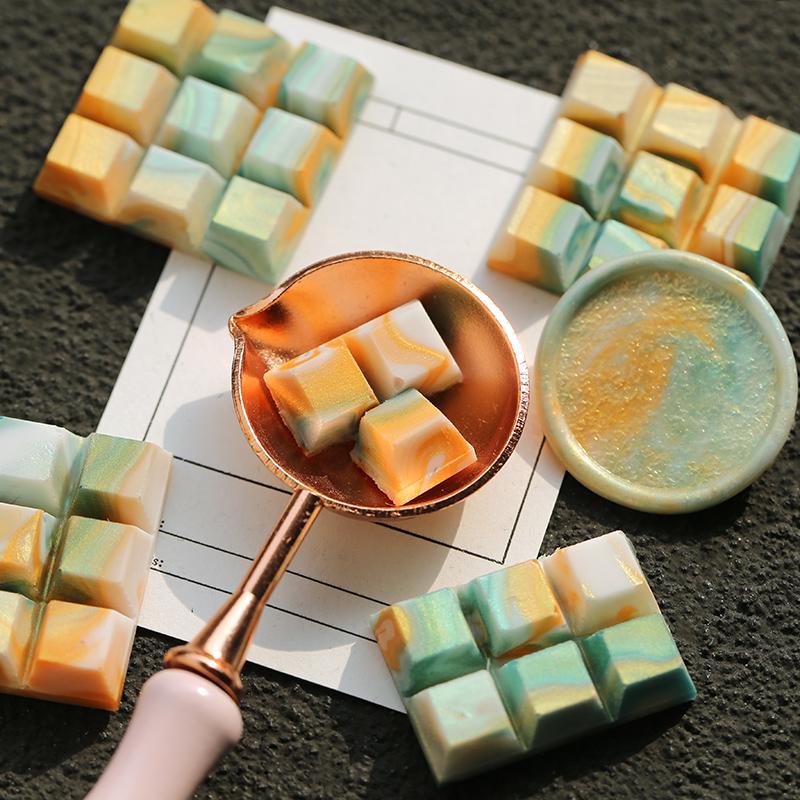 Pearlescent Mixed-Color Sealing Wax Beads Set Breakable Creative Shaped Chocolate Wax for DIY Crafts and Journaling