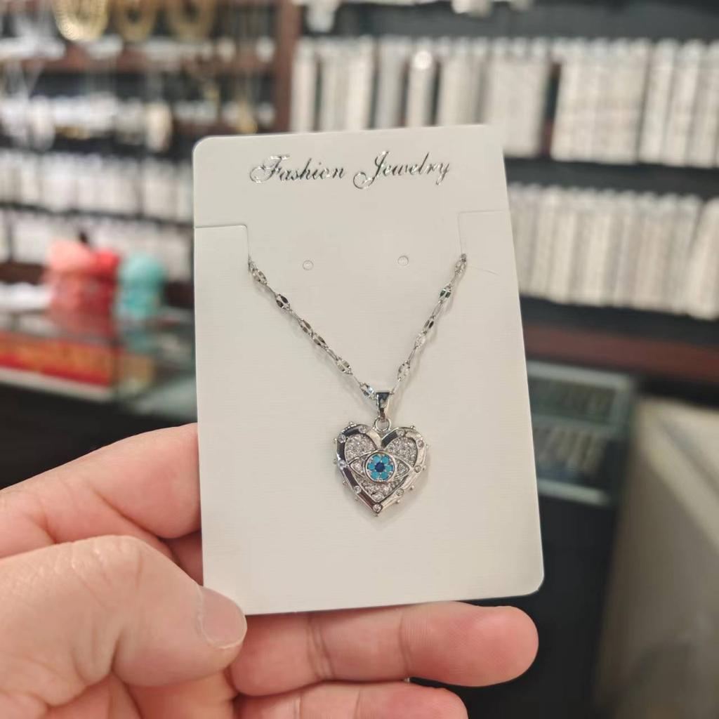 Titanium Steel Devil'S Eye Love Necklace Women'S Wind Personality Versatile Zircon Pendant Accessories