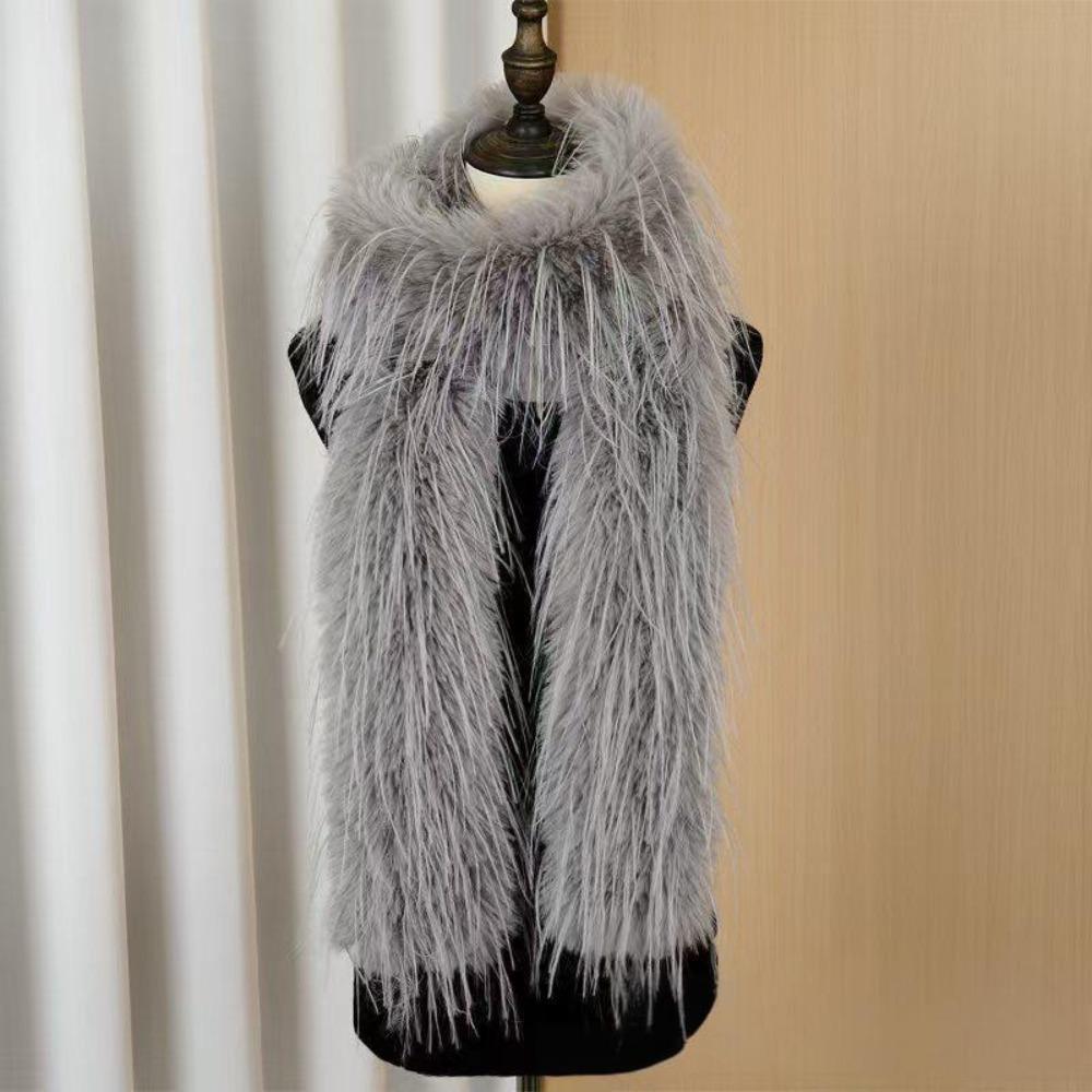Imitation Mink Fur Plush Long Strip Scarf Thick Fluffy Soft Shawl Ladies Tassels Scarf Outdoor