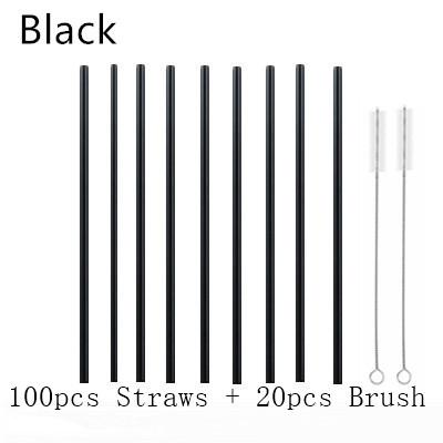 100Pcs Reusable Drinking Glass Straws 18cmx8 mm For Smoothies, Tea, Juice --10 Pack With 20Pcs Cleaning Brushs