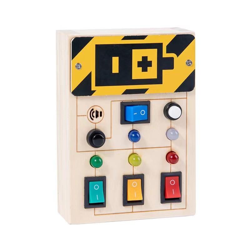 Learning Led Wooden Busy Board With Circuit Switches For Kids Toy Developmental