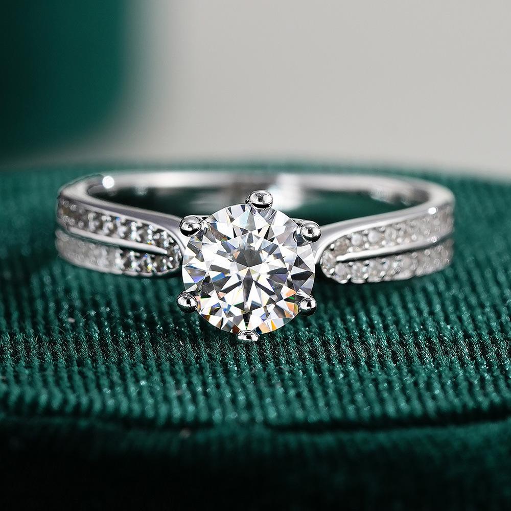 

0.5/1/2/3 Carat Classic Six Claws Moissanite Engagement Ring 925 Sterling Silver Wedding Bands for Women Men Jewelry 8&0.5CT