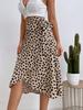 Boho ქალების შემთხვევითი პრინტიანი ჰალსტუხი გვერდითი შესაფუთი ქვედაკაბა ელეგანტური მაღალი წელის ქალის ზაფხულის ასიმეტრიული კალთები მუხლამდე A-Line